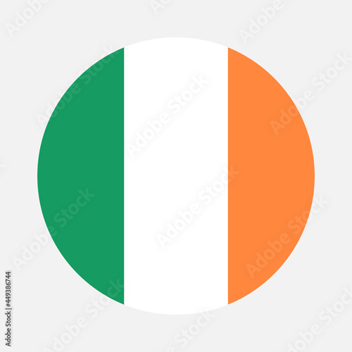 Ireland flag classic round shape. Stock vector.