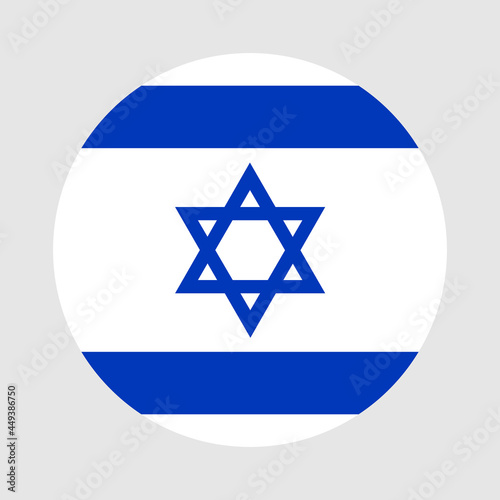 Israel flag classic round shape. Stock vector.