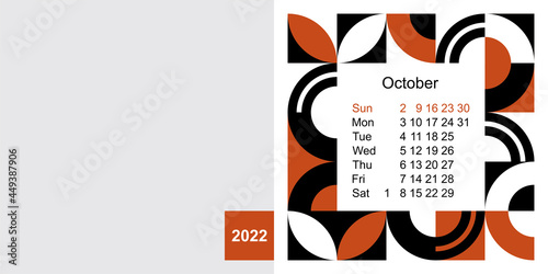 Fashionable desktop calendar template with graphic design for 2022, size 200x100mm