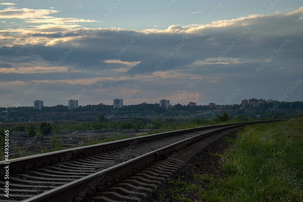Fototapeta premium railway at sunset