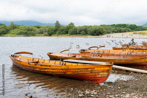 Keswick, English Lake District, U.K. 28 July, 2021. Beautiful old boats at the lake. Popular place to visit in U.K