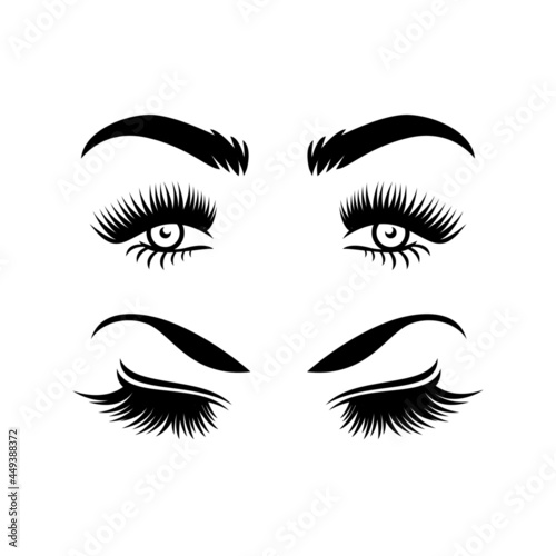 premium set collection eyelash extension beauty make up salon vector design
