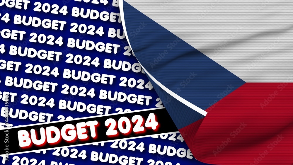 Czech Republic Realistic Flag with Budget 2024 Title Fabric Texture Effect 3D Illustration Czech Republic Realistic Flag with Budget 2024 Title Fabric Texture Effect 3D Illustration
