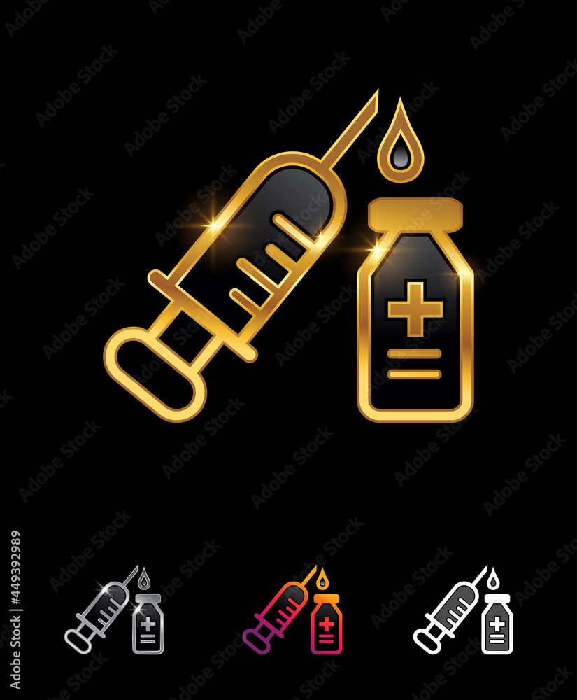 Golden Medical Device Syringe Vector Sign Golden Medical Device Syringe Vector Sign