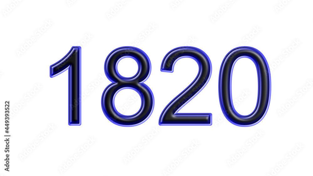 blue 1820 number 3d effect white background