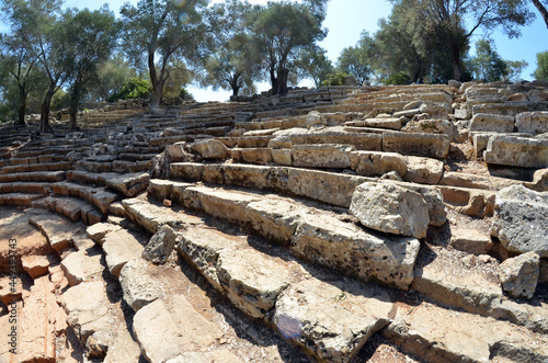 Ruins of the antcient greek theater, Kedrai, Sedir island,Gulf of Gokova, Aegean Sea, Turkey photo