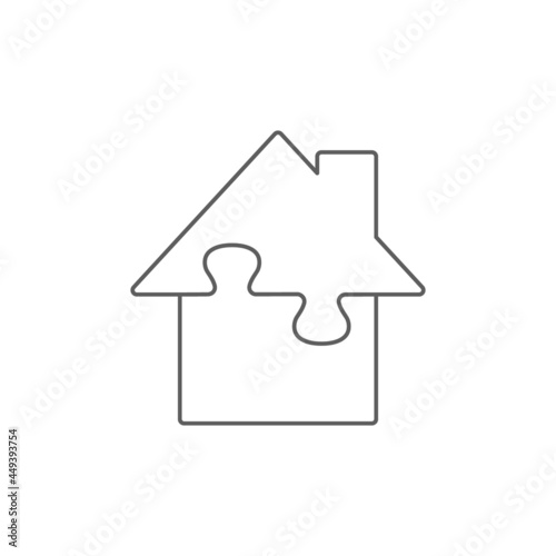 House Puzzle line icon, Vector isolated simple sign