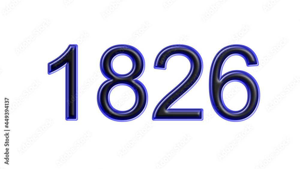 blue 1826 number 3d effect white background blue 1826 number 3d effect white background