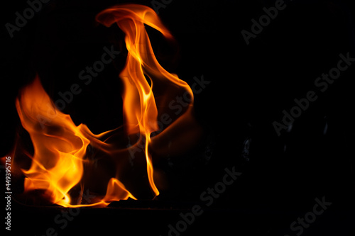 Fire Flames Isolated On Black Background