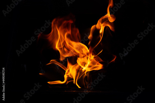 Fire Flames Isolated On Black Background