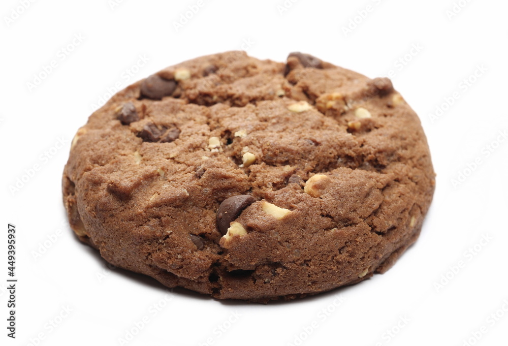 Round chocolate and hazelnut cookies isolated on white background Round chocolate and hazelnut cookies isolated on white background