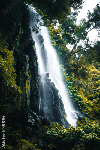 waterfall in the forest  Azores