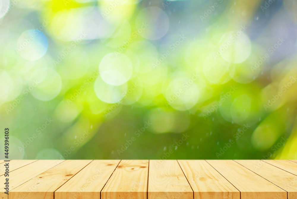 Wooden table with bokeh background Wooden table with bokeh background
