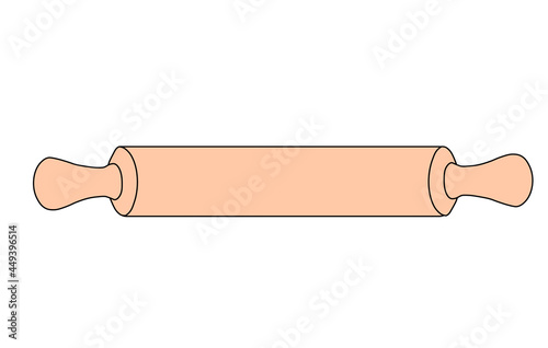 Rolling pin vector stock illustration. A tool for a baker, making dough. Isolated on a white background.