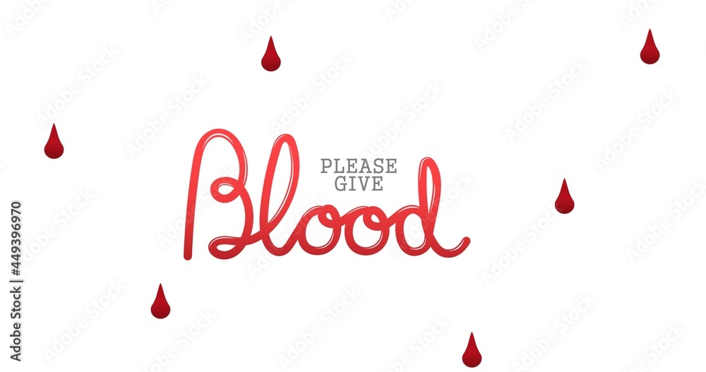 Composition of donate blood text on white background