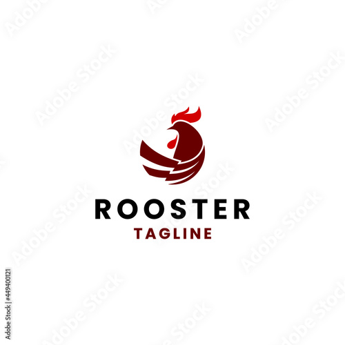 Rooster Logo Designs Template, Chicken Head Logo Designs, Vector Illustration