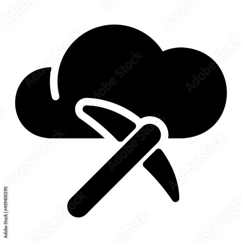 cloud mining glyph icon