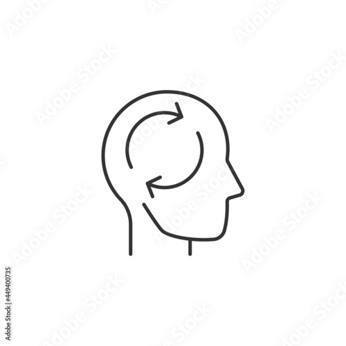 Changing views RGB color icon. Adulthood psychology issue. Individual thinking. Mental process. Planning skill. Making decisions. Isolated vector illustration. Simple filled line drawing