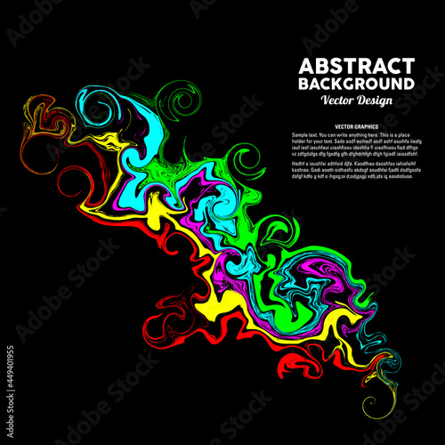 Colorful liquid abstract art blends in a black background suitable for banner  poster  etc. design. Vector illustration