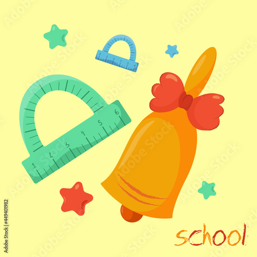 vector school set for september. Text, school