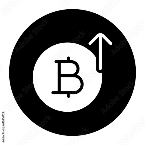 bitcoin up circular glyph icon