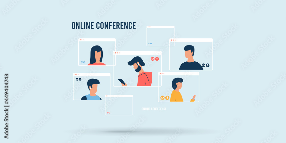 Video conference call. Online webinar. illustration