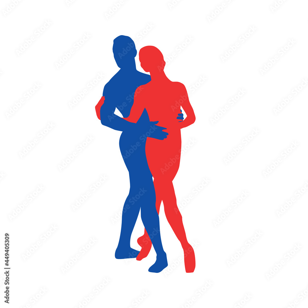 Couple ballet dancing silhouette vector illustration 