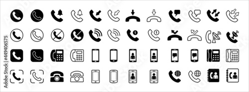 Quadro su tela All phone, telephone and handphone, contact communication vector icon design set