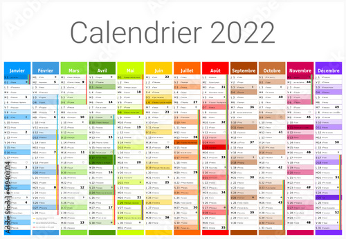 Calendrier 2022 12 mois au format 650 x 450 mm entièrement modifiable via calques