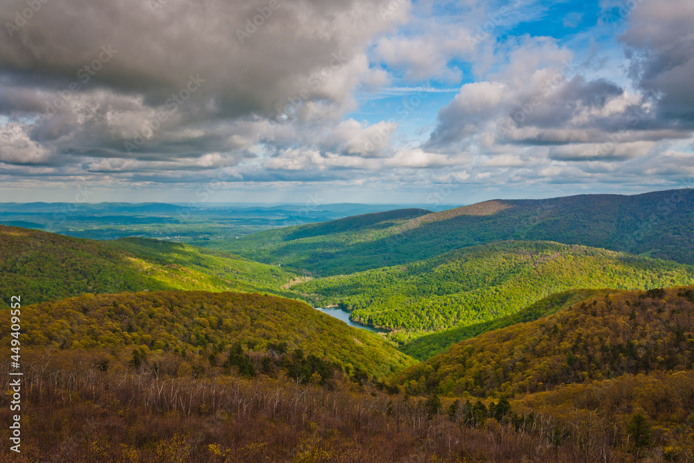 View of the Charlottesville Reservoir and Appalachians from Skyline Drive in Shenandoah National Park, Virginia.