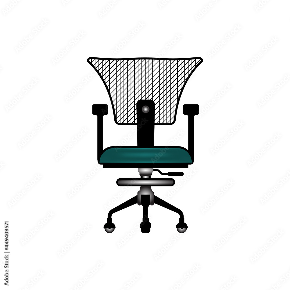Office work chair flat illustration icon vector isolated on white background. Office work chair flat illustration icon vector isolated on white background.