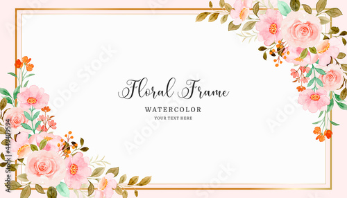 Watercolor soft pink floral frame background