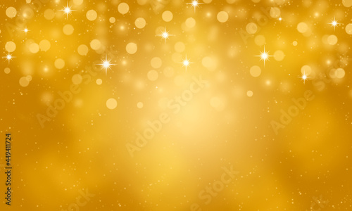 Christmas garland bokeh lights  - winter design golden background.