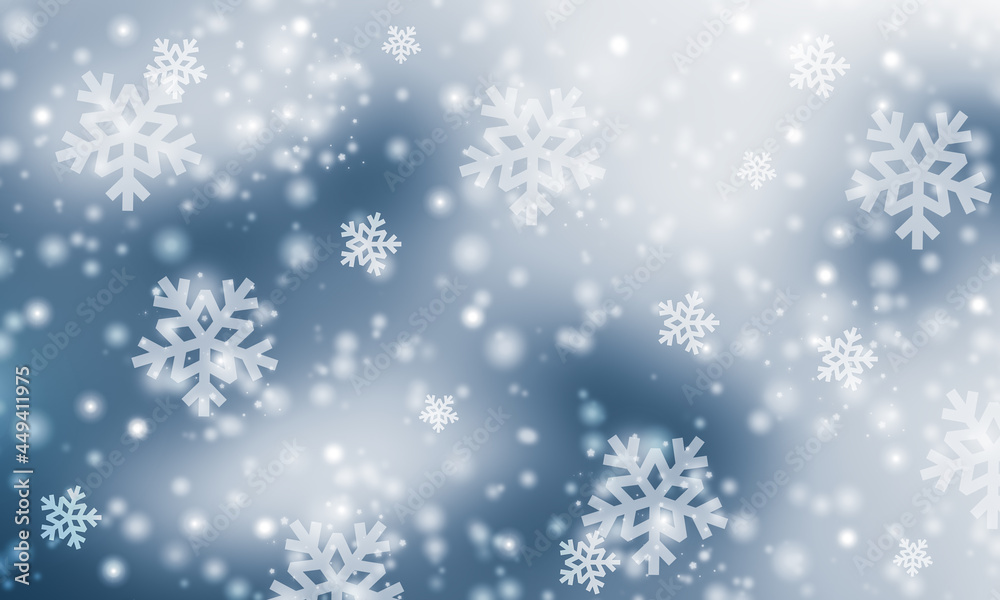 Winter snowflakes background, banner.