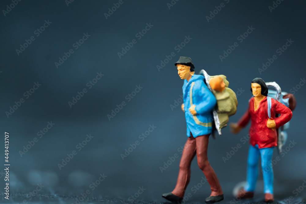 Miniature people Group of young tourist traveler traveling standing on Global china map travel around the world, business trip traveler adviser agency or online world wide marketing new transportation