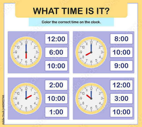 24 hour learning time. Educational activities worksheet for preschool. At the hour and a half hour, learning the clock, what time is it