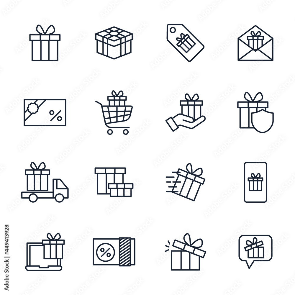 set of Gift elements symbol template for graphic and web design collection logo vector illustration