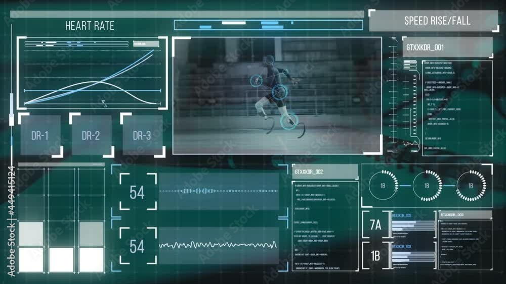 Digital animation of digital interface with sports data processing Digital animation of digital interface with sports data processing