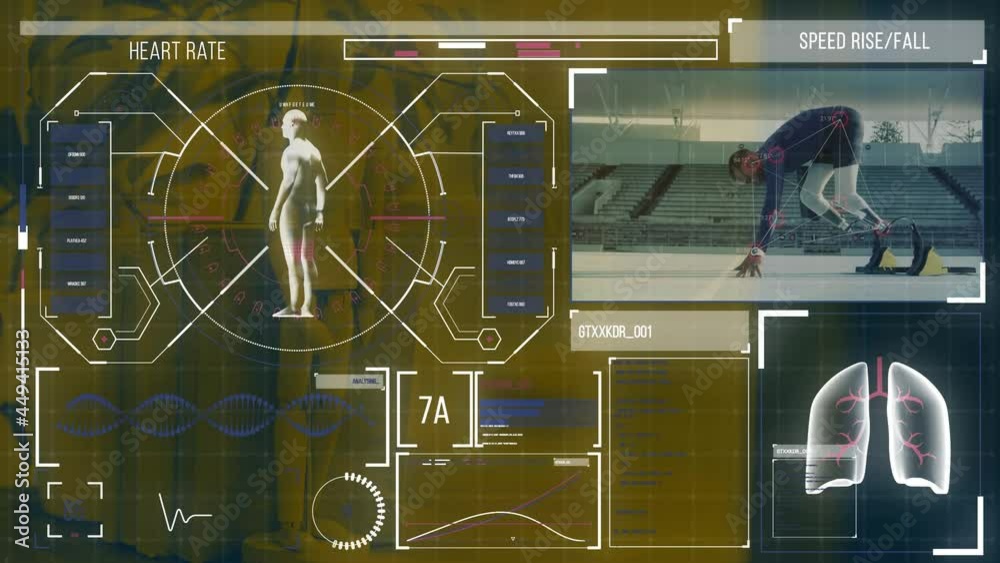 Digital animation of digital interface with sports data processing Digital animation of digital interface with sports data processing