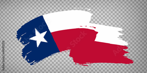 Flag  Texas of United States brush stroke background.  Flag waving  Texas  on transparent background for your web site design, app, UI.  USA. EPS10. photo