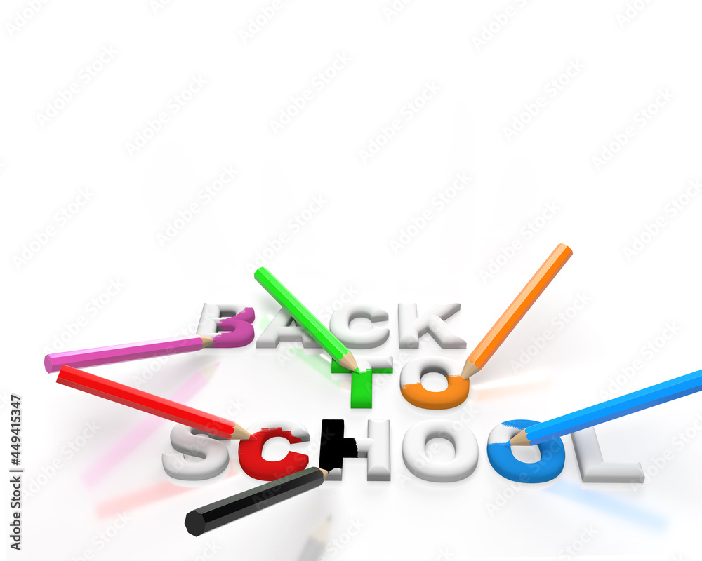 Text back to school with colorful crayons on clean white board background as an idea for a school banner for your social media. Text back to school with colorful crayons on clean white board background as an idea for a school banner for your social media.