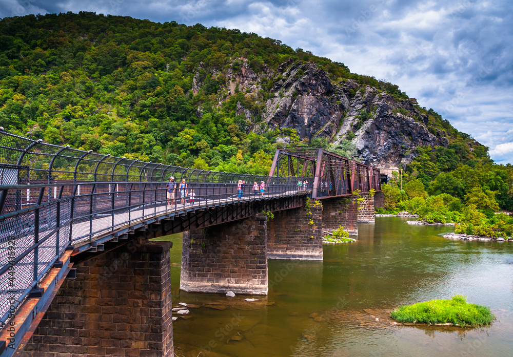Photo of Harpers Ferry Railroad and Footbridge, Harpers Ferry, West Virginia USA