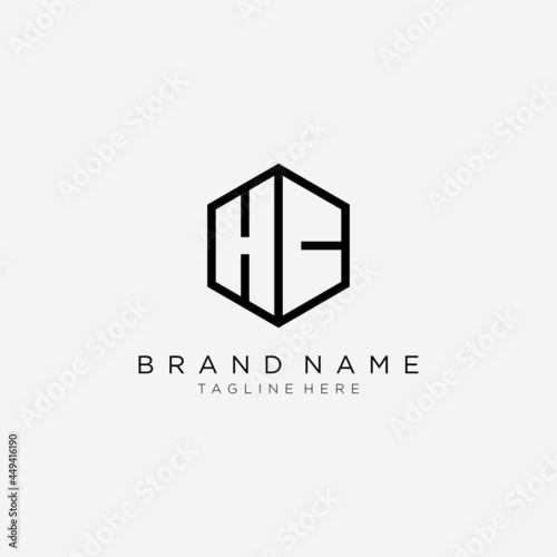 Initial letter HB hexagon logo, monogram line art style design template.