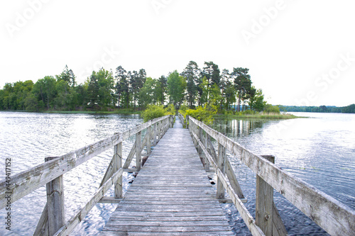 A small bridge over the Herrestad`s lake in Värnamo, Sweden