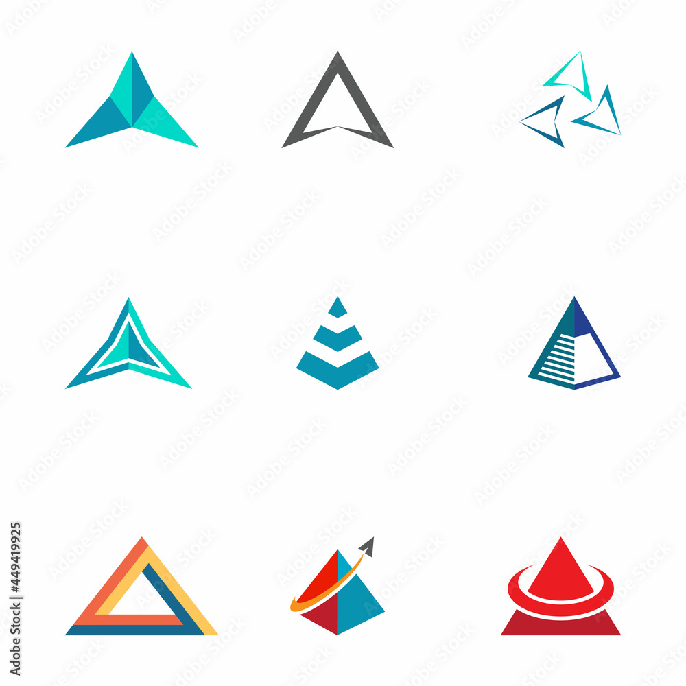 Futuristic Triangle Chain logo design inspiration