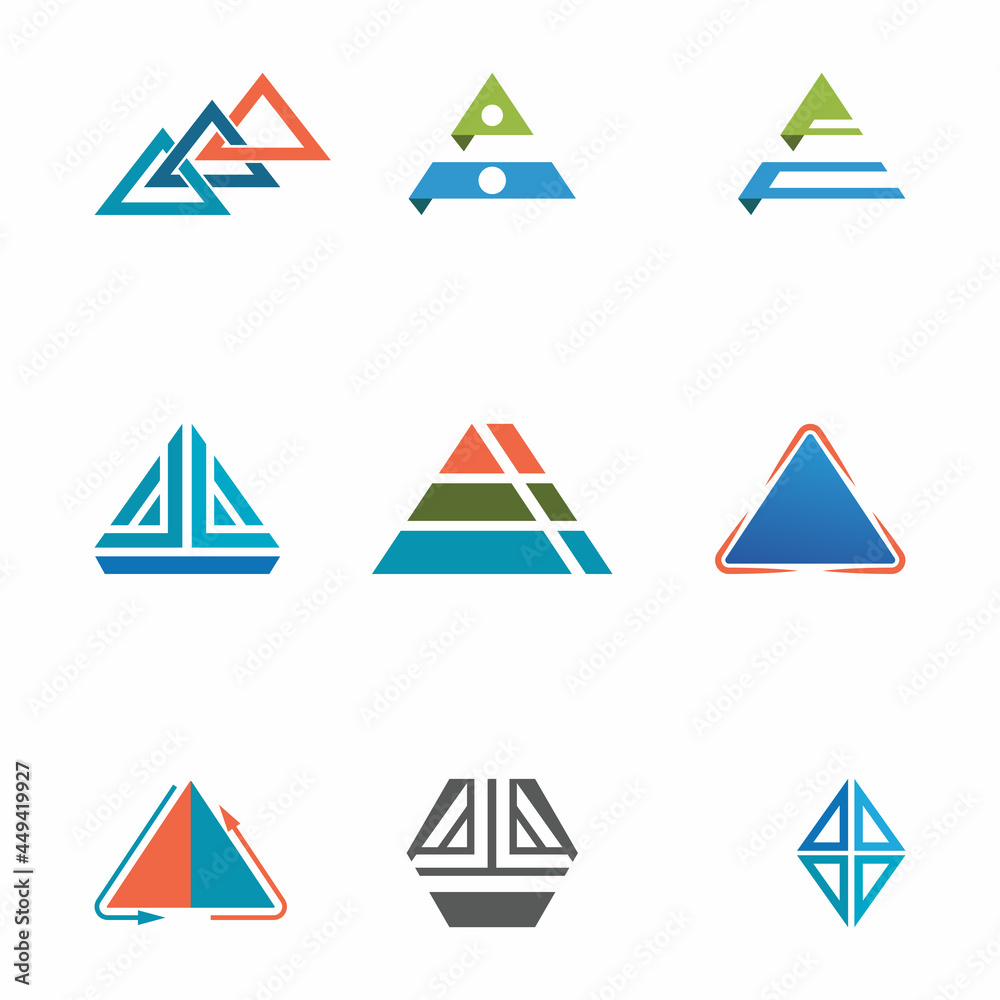 Futuristic Triangle Chain logo design inspiration Futuristic Triangle Chain logo design inspiration