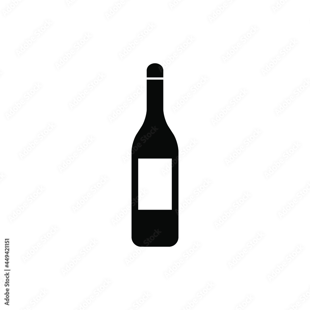 Wine bottle icon vector png isolated on white background.