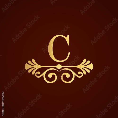 simple alphabet logo royal design golden concept with ornament
