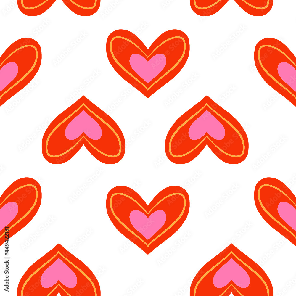 Seamless vector pattern with cute hearts. Seamless vector pattern with cute hearts.