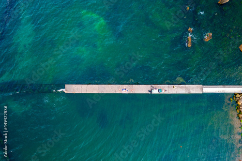 Aerial view of the pier on the Black Sea